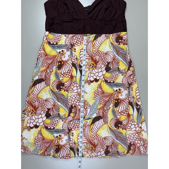 VTG 90s Y2K Intrigue Babydoll Dress Womens 10 Brown Floral Retro Geo Made In USA - Picture 10 of 15